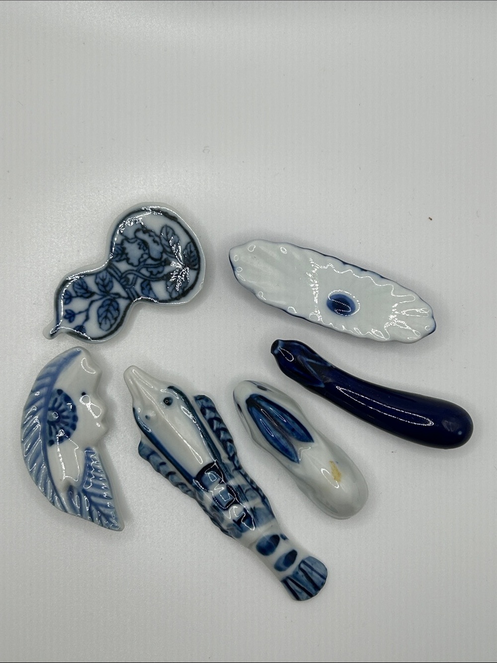 Chopstick rests Blue and White Ceramic